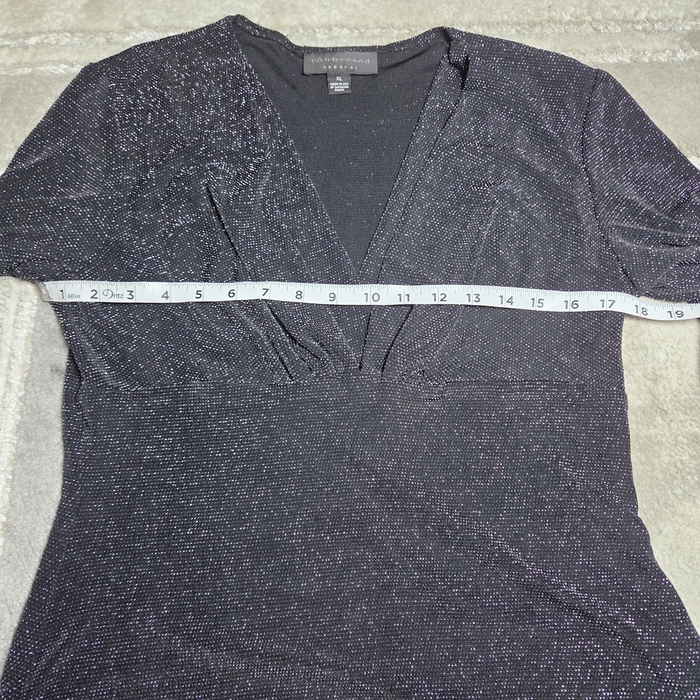 Connected Apparel Black Ribbed Knit Top - Picture 3 of 6